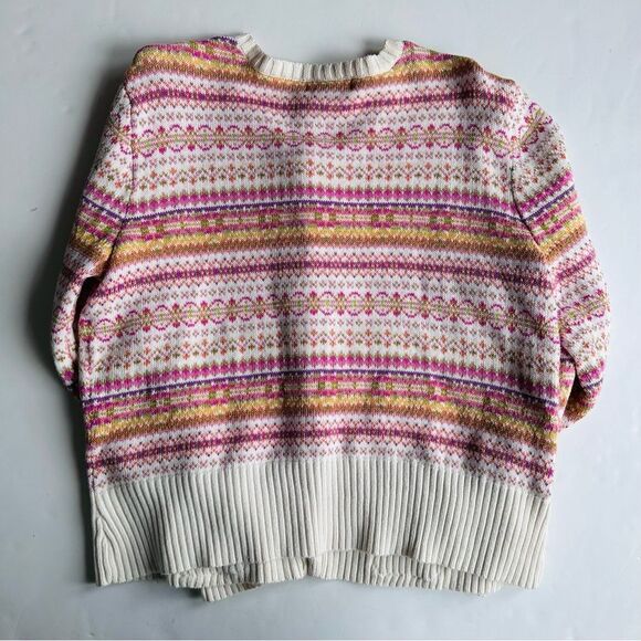 VTG Tiara Cardigan Sweater Fair Isle Pockets Cottagecore Cream Size Petite XL - Picture 7 of 12